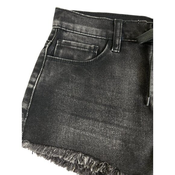 Forever 21 Mid-Rise Lace-up Fly Denim Shorts Black Size 28 NWT - Picture 4 of 9